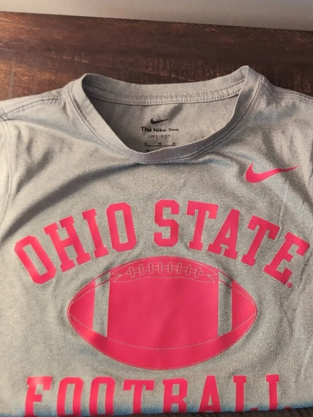 Nike Kids Gray T-Shirt with Pink Ohio State Football Graphic